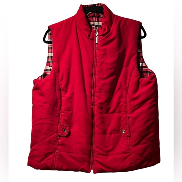 Karen Scott Jackets & Blazers - Karen Scott Vest Womens Size XL Red Sleeveless Full Zip Pockets Double Sided EUC